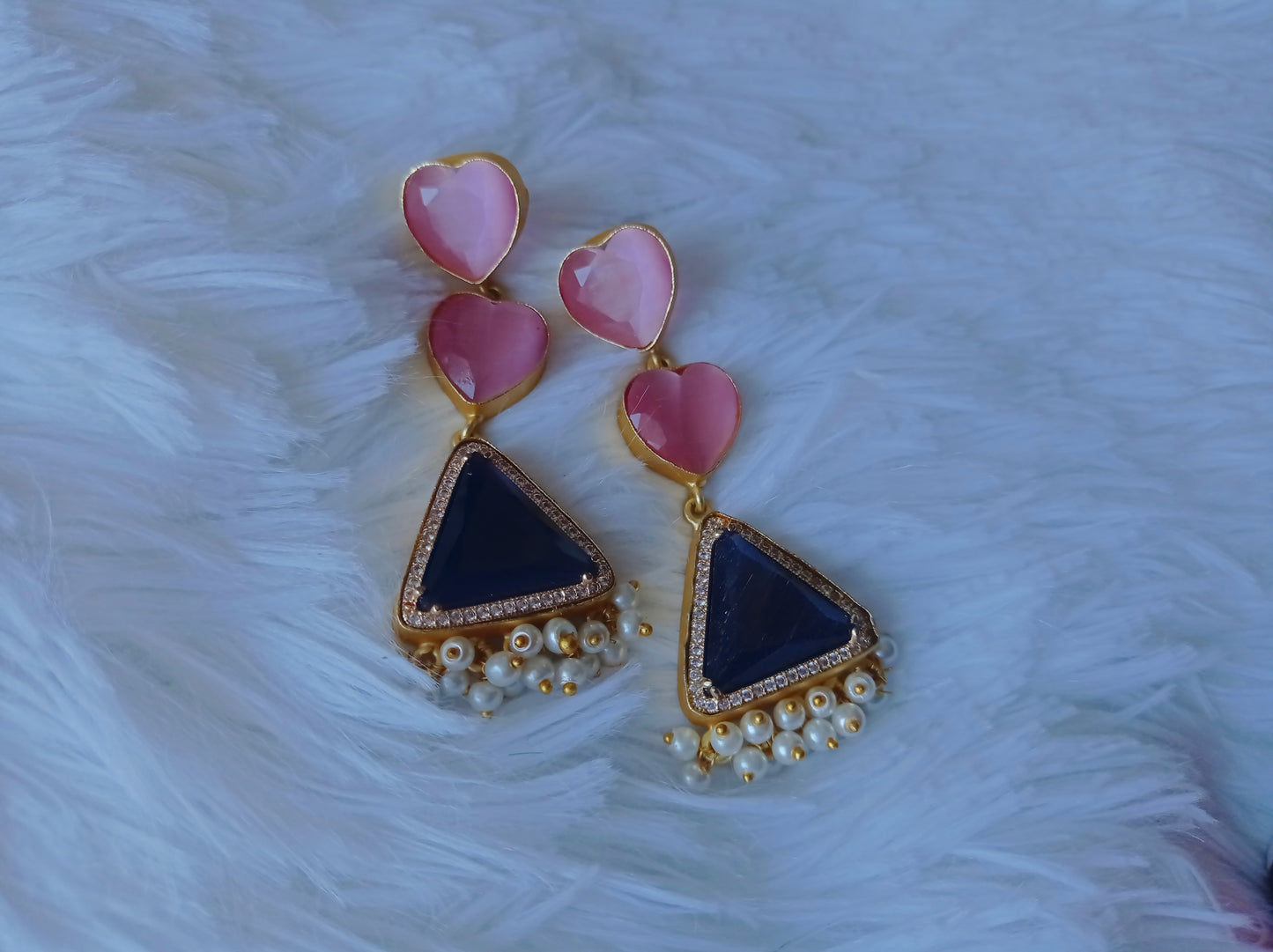 Rose quartz and Ametyst Pearl earrings