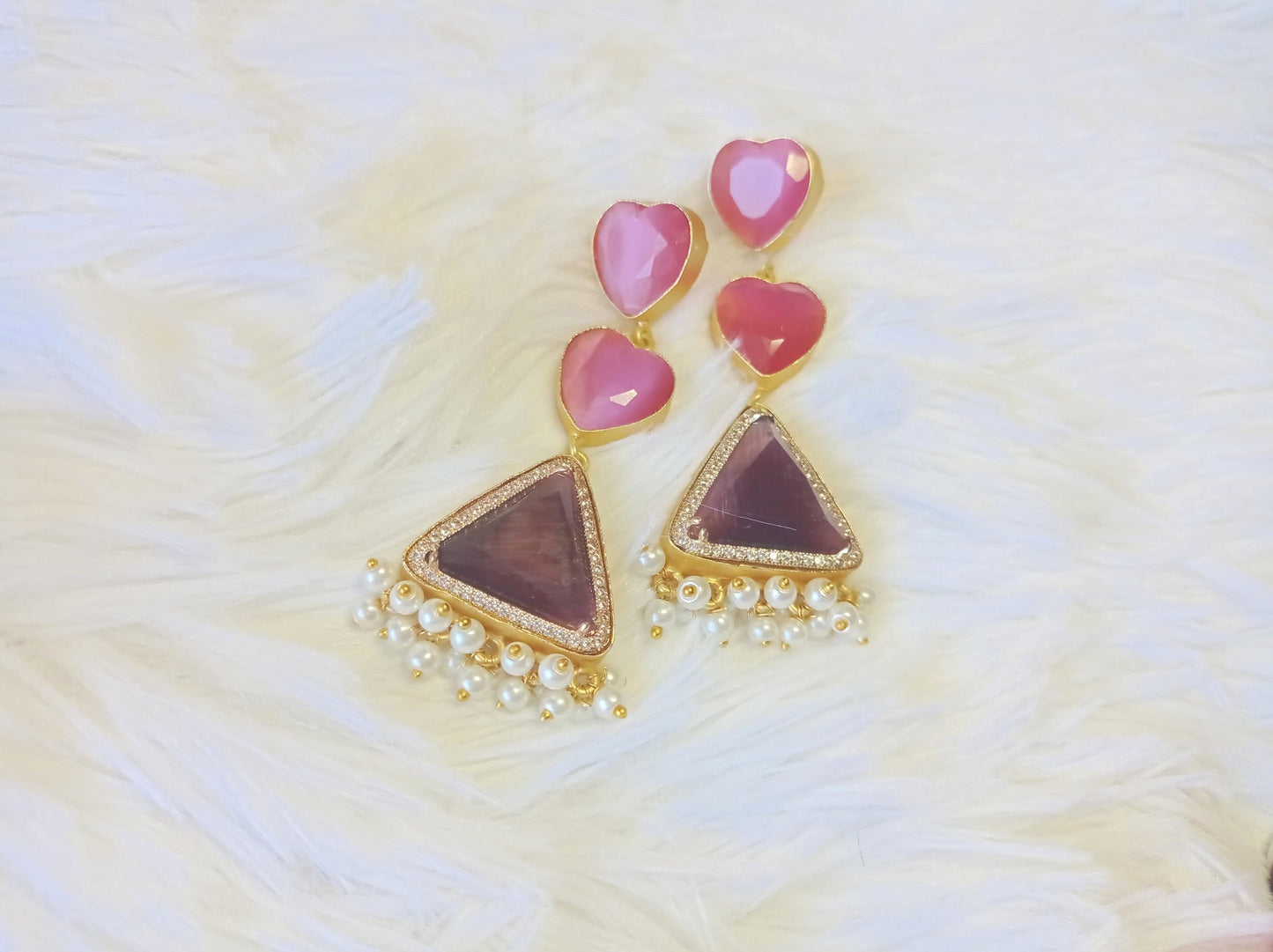 Rose quartz and Ametyst Pearl earrings
