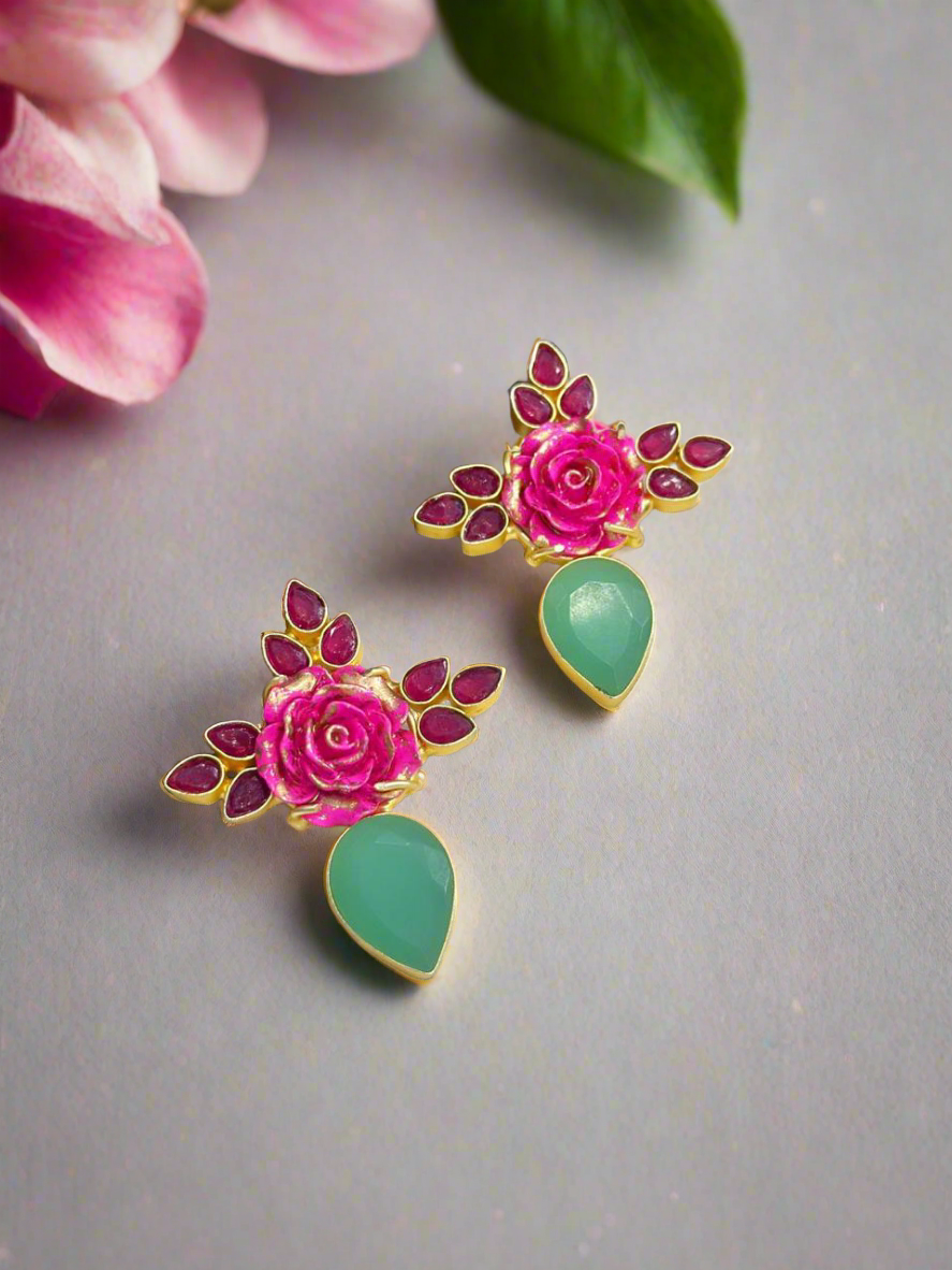 Pink Rose Gold Earrings