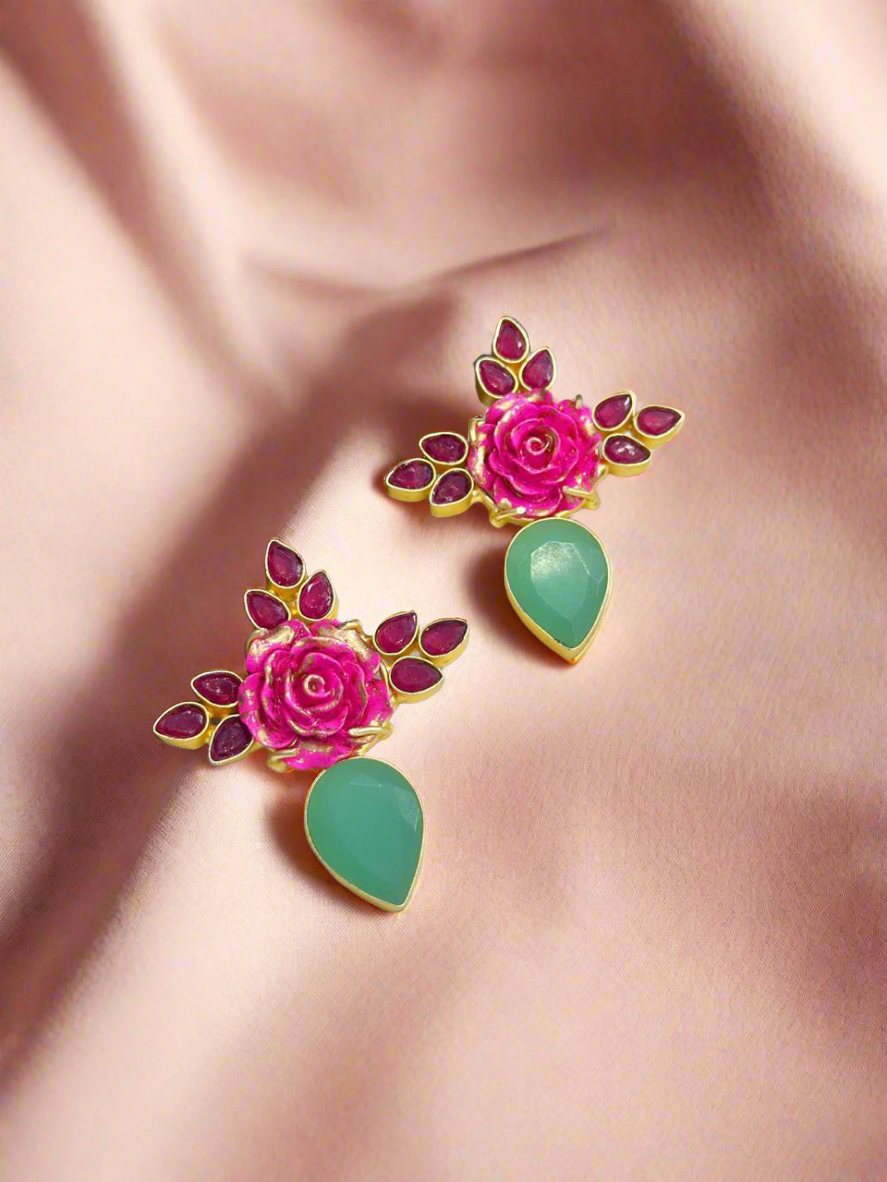Pink Rose Gold Earrings
