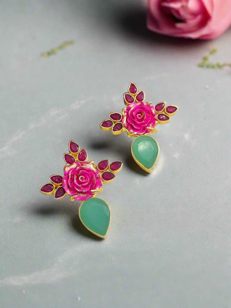 Pink Rose Gold Earrings