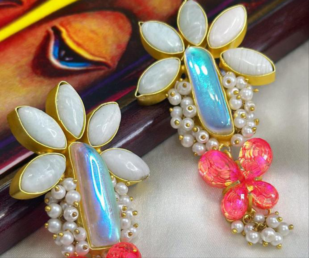 Opal and Pearl Statement earrings