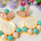 Pink and Turquoise Mother of Pearl Earrings