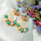Pink and Turquoise Mother of Pearl Earrings