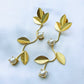Leaf Gold earrings with Pearls