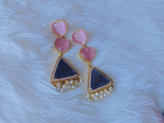 Rose quartz and Ametyst Pearl earrings