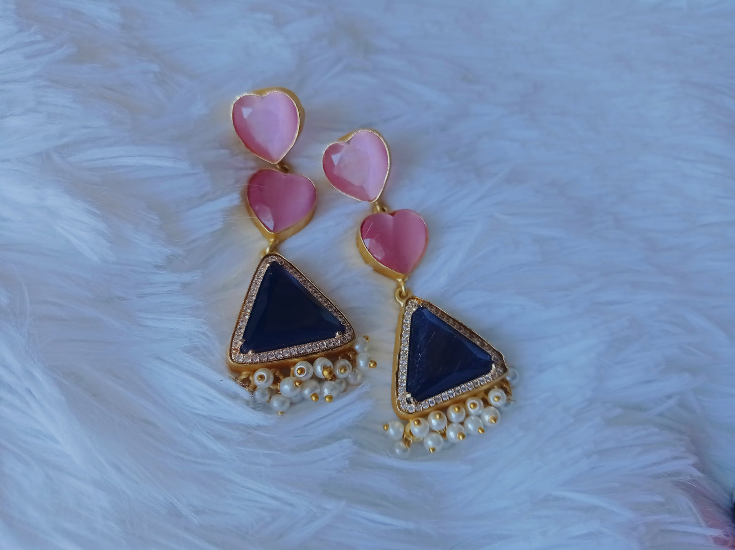 Rose quartz and Ametyst Pearl earrings