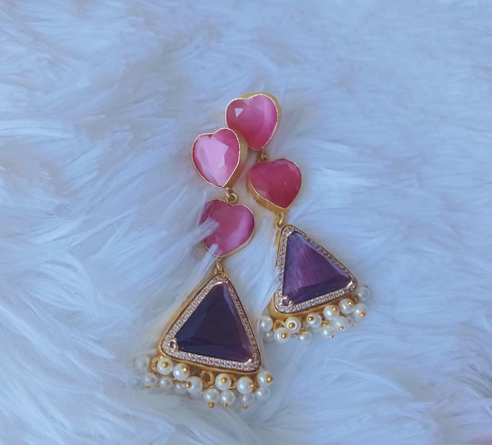Rose quartz and Ametyst Pearl earrings
