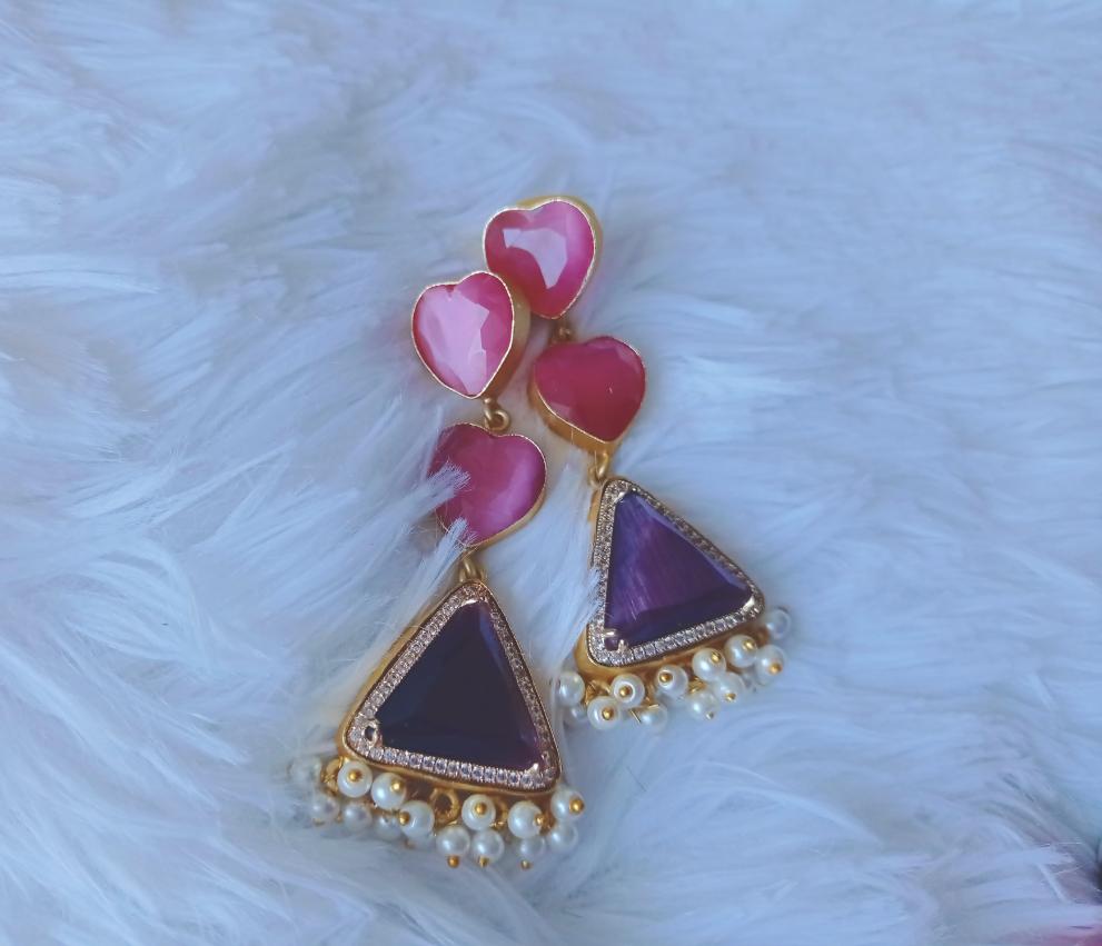 Rose quartz and Ametyst Pearl earrings