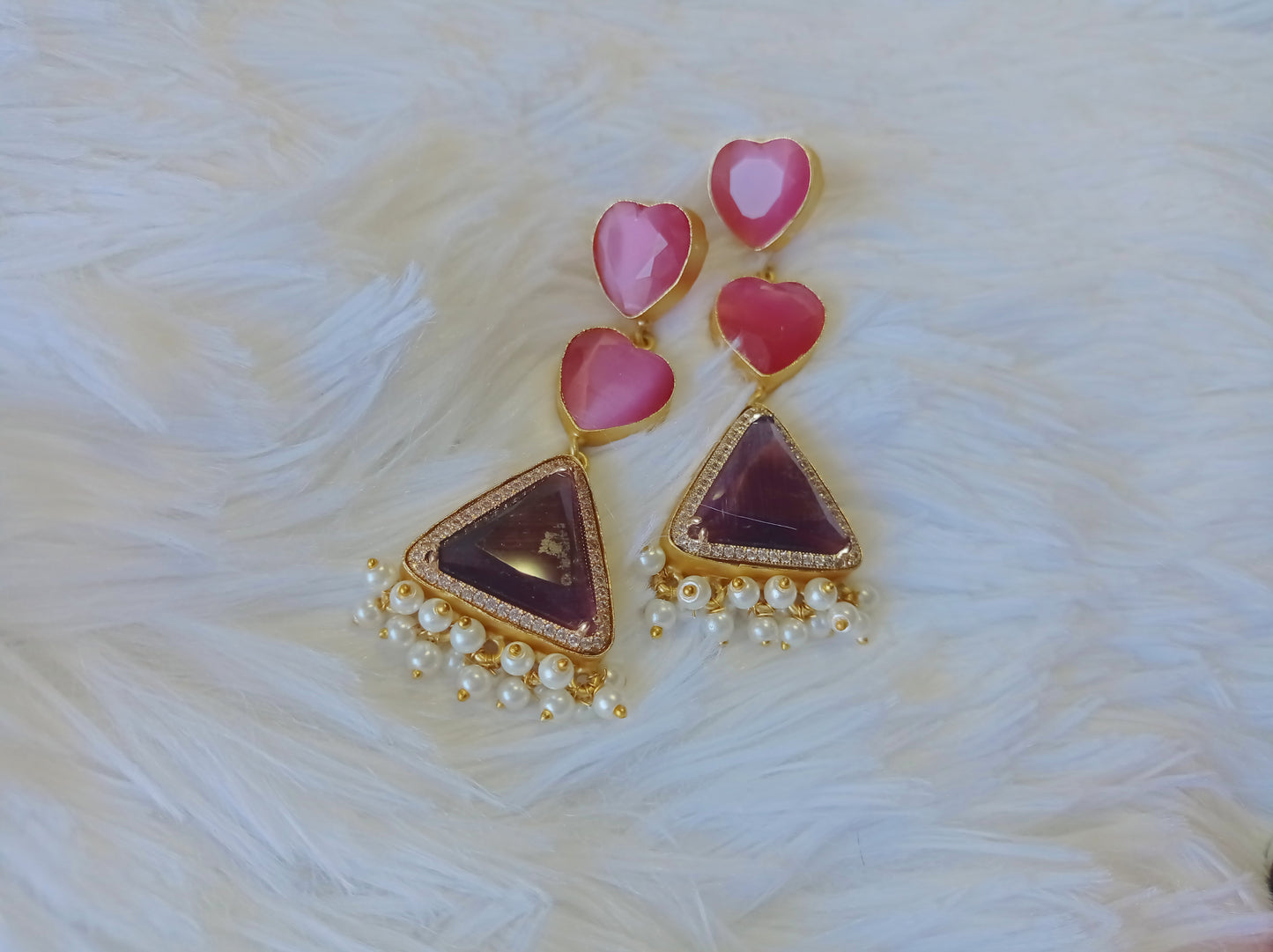 Rose quartz and Ametyst Pearl earrings