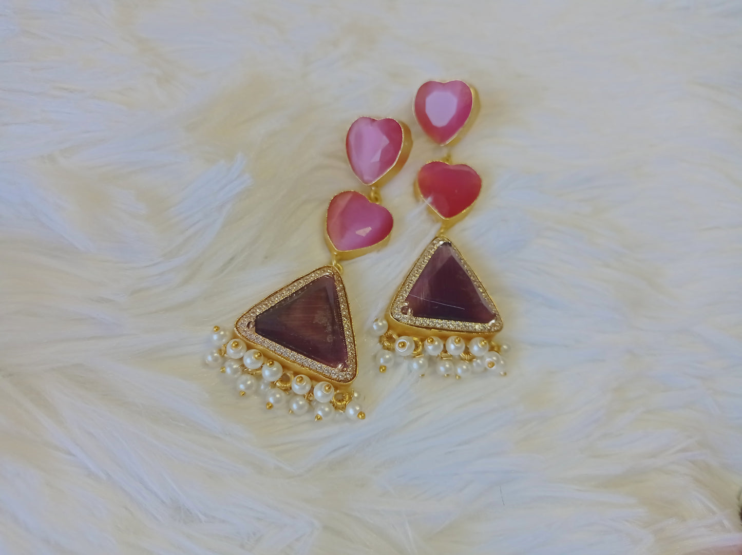 Rose quartz and Ametyst Pearl earrings
