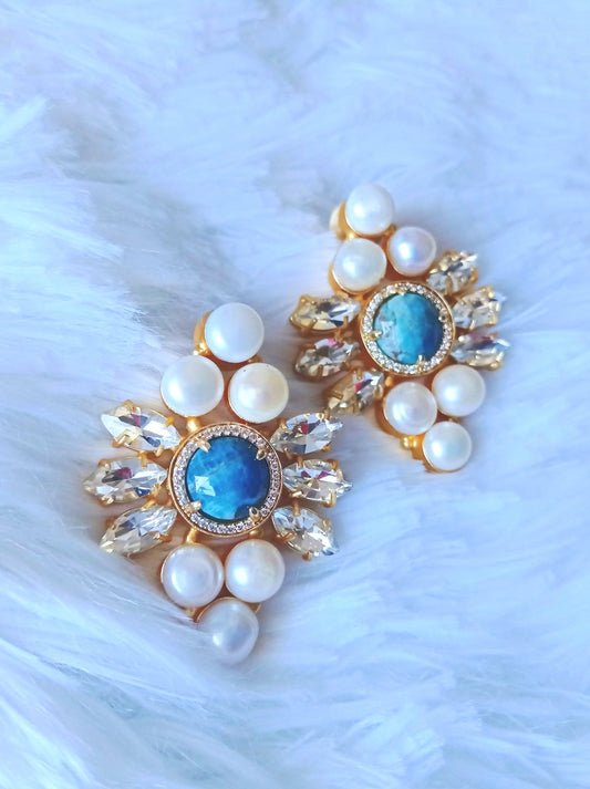 Natural Pearl and Turquoise Earrings