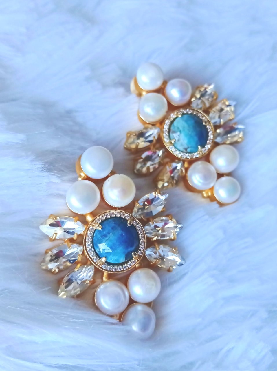 Natural Pearl and Turquoise Earrings