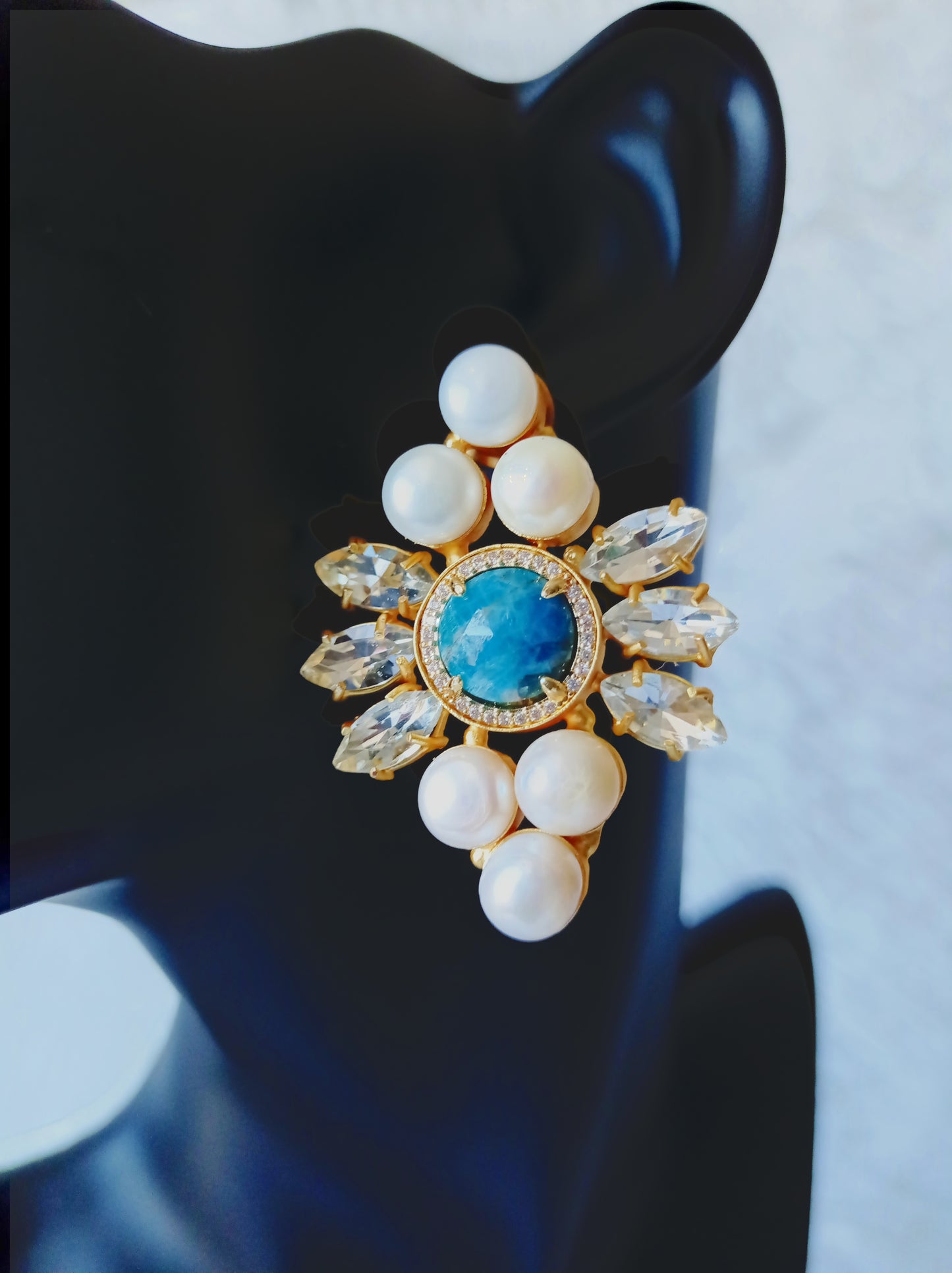 Natural Pearl and Turquoise Earrings