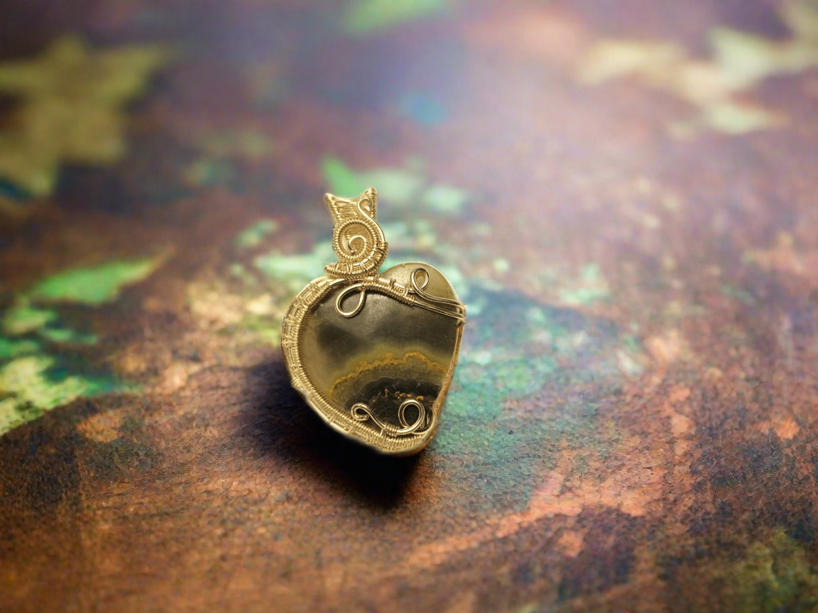 Green Lace Agate Heart