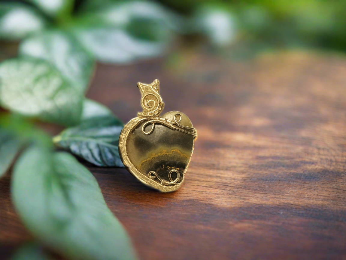 Green Lace Agate Heart