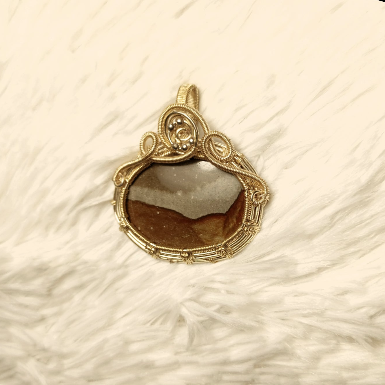 Lace Agate- Wire Wrapped Pendant