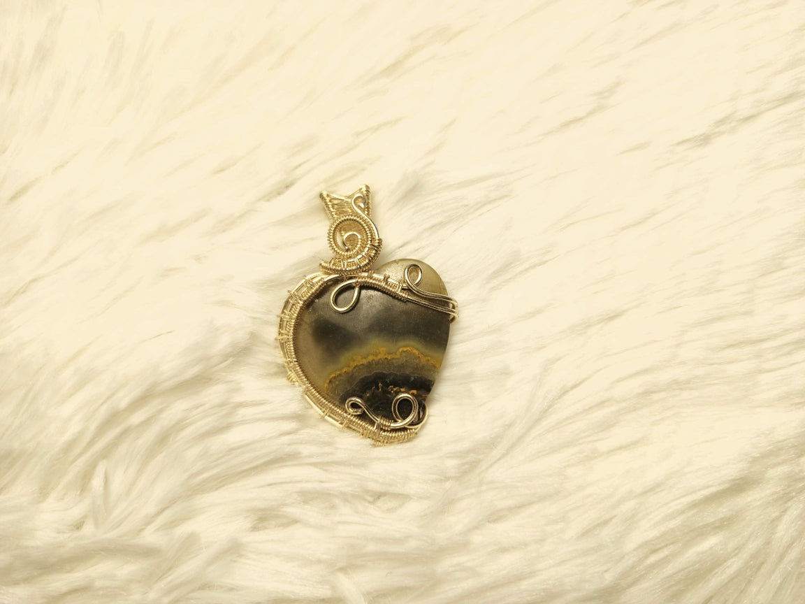 Green Lace Agate Heart