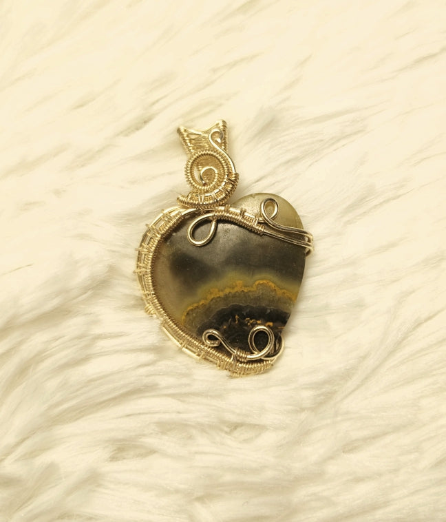 Green Lace Agate Heart