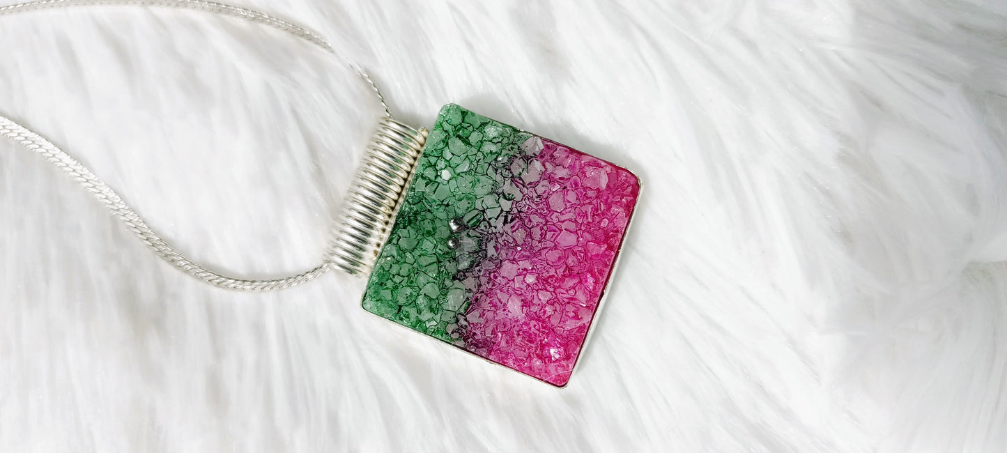 Green and Fuchsia Agate Pendant