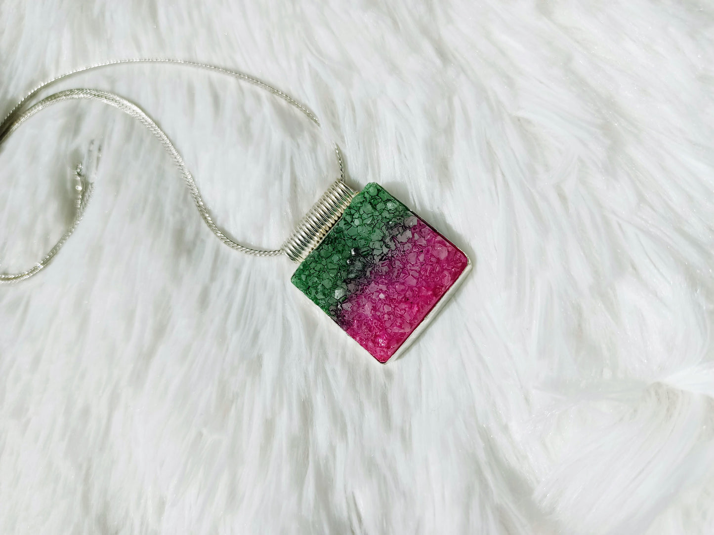 Green and Fuchsia Agate Pendant