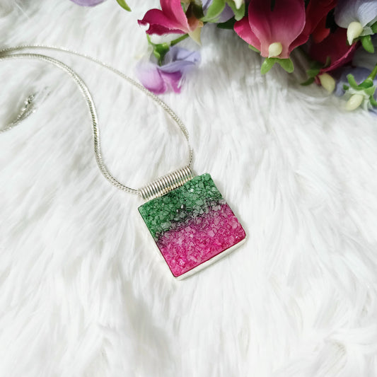 Green and Fuchsia Agate Pendant