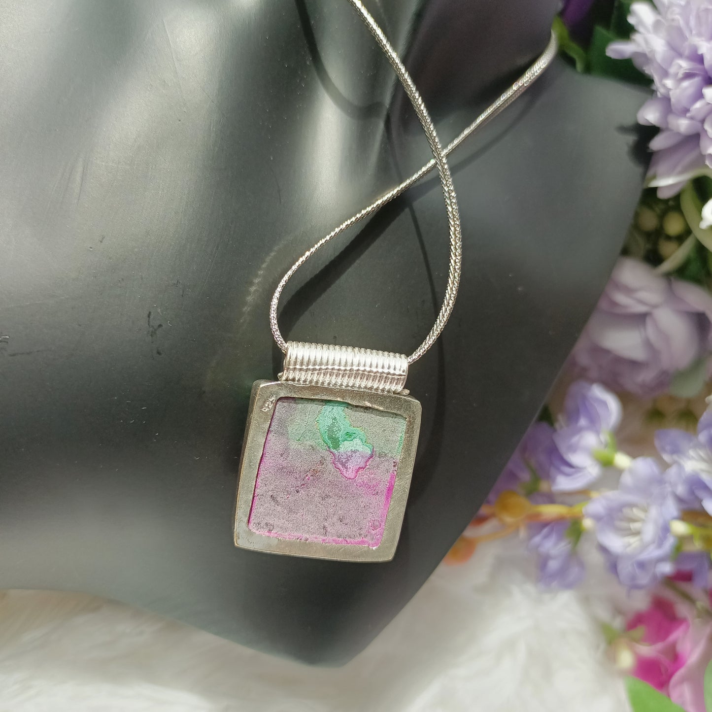 Green and Fuchsia Agate Pendant