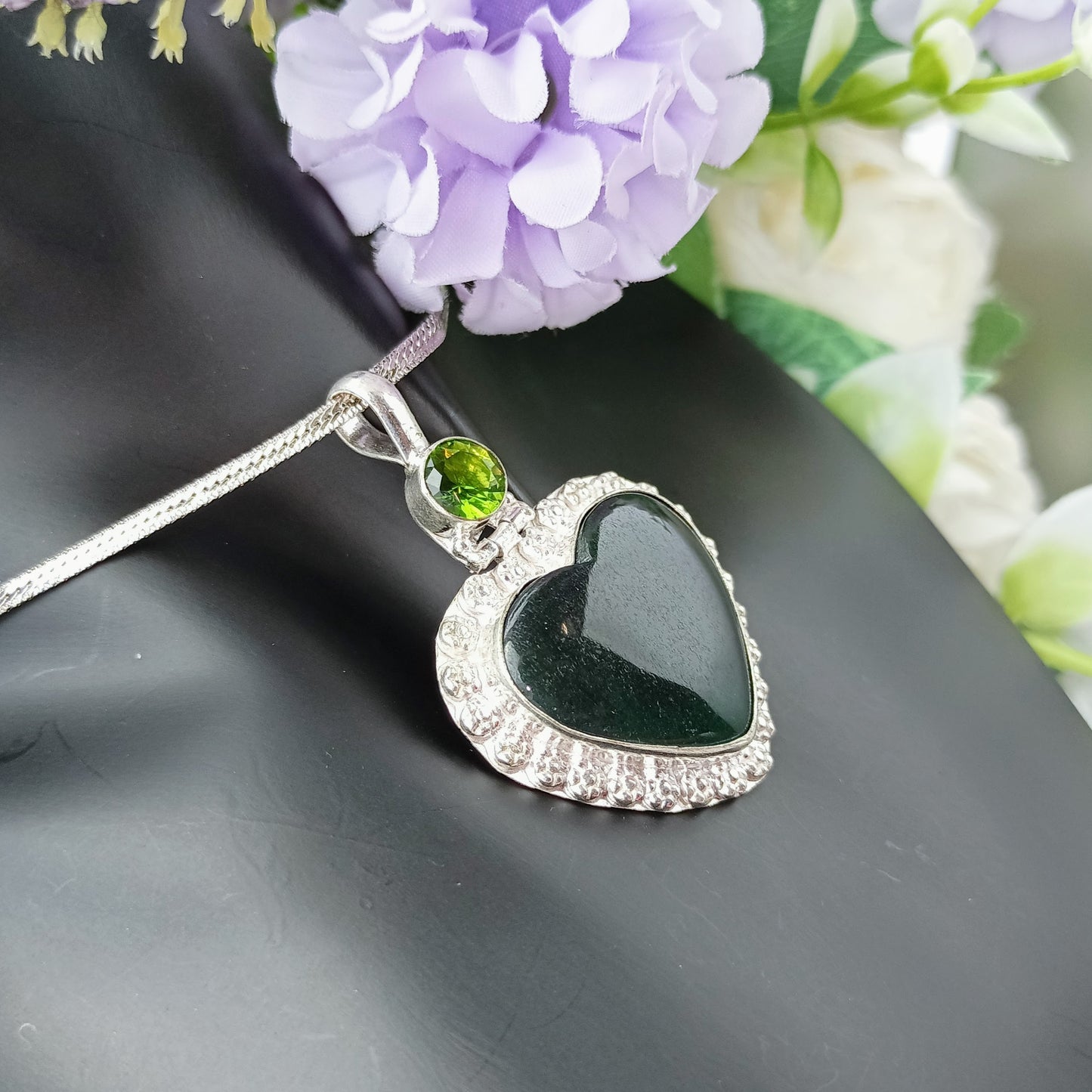 Dark Green Agate and Peridot Stone