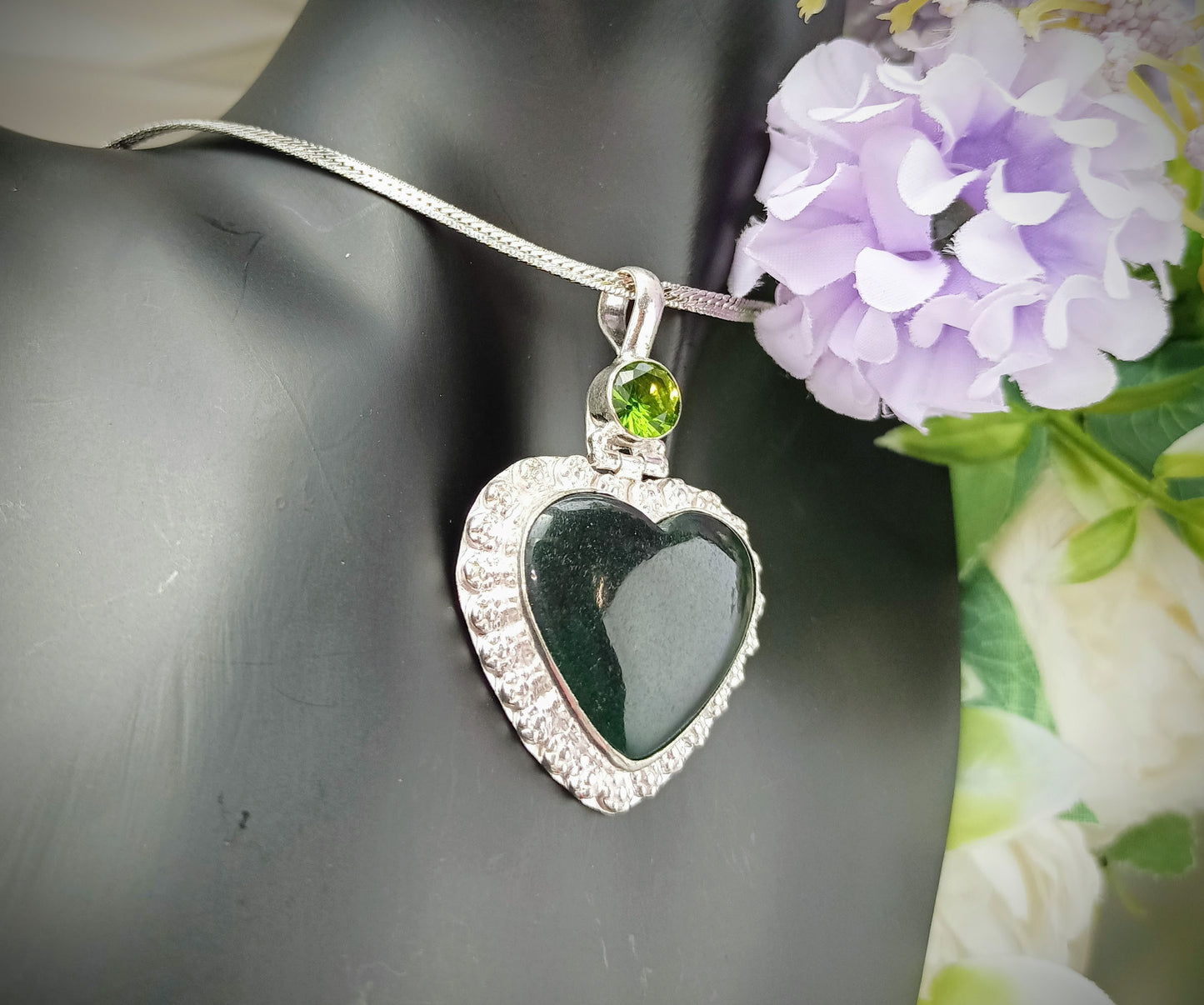 Dark Green Agate and Peridot Stone