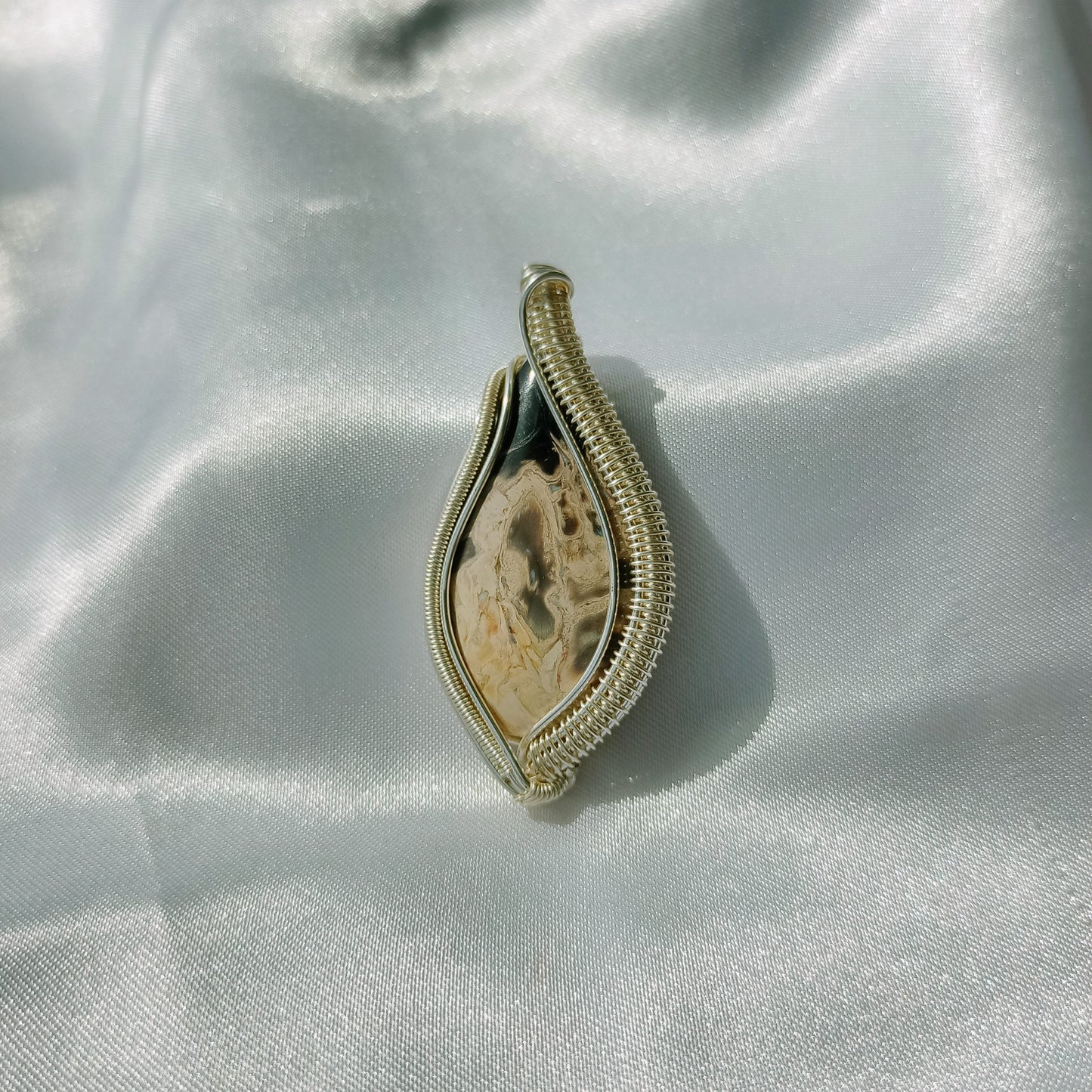 Palmroot Agate Wrapped Pendant