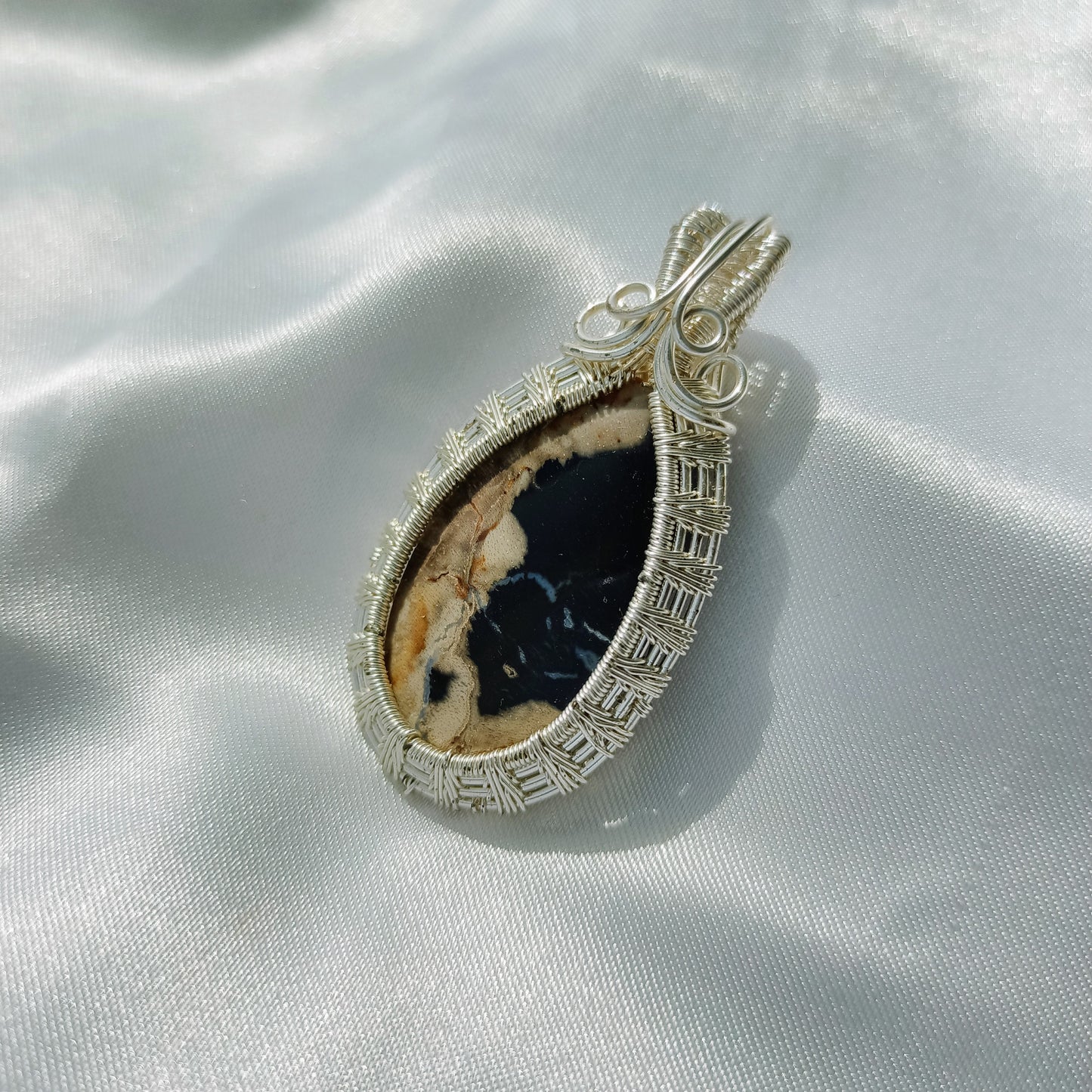 Palmroot Agate Wrapped Pendant