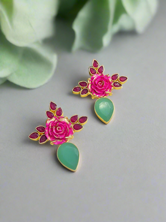 Pink Rose Gold Earrings