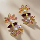 Ruby and Quartz gold earrings