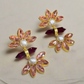 Ruby and Quartz gold earrings