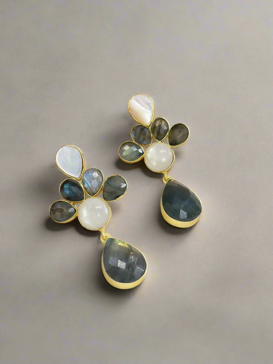 Labradorite and Mother of pearl earrings