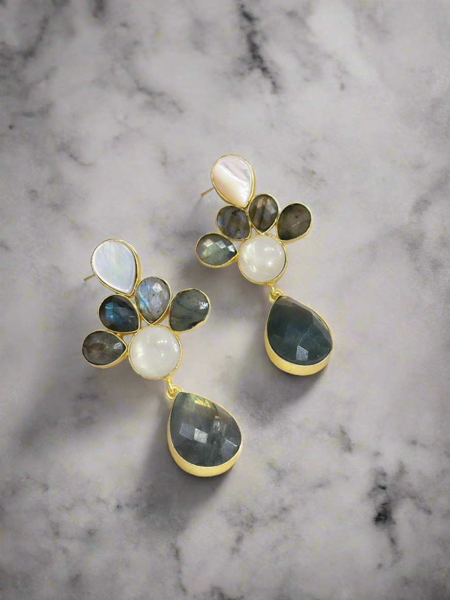 Labradorite and Mother of pearl earrings