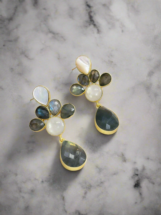 Labradorite and Mother of pearl earrings