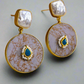 Turquoise and Jasper gold earrings