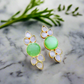 Green Chrysoprase Gold Earrings