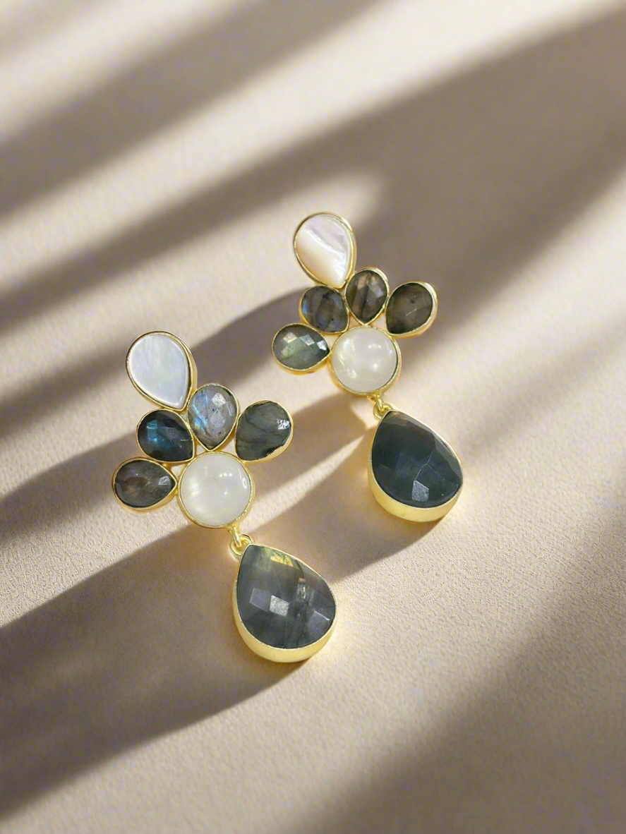 Labradorite and Mother of pearl earrings