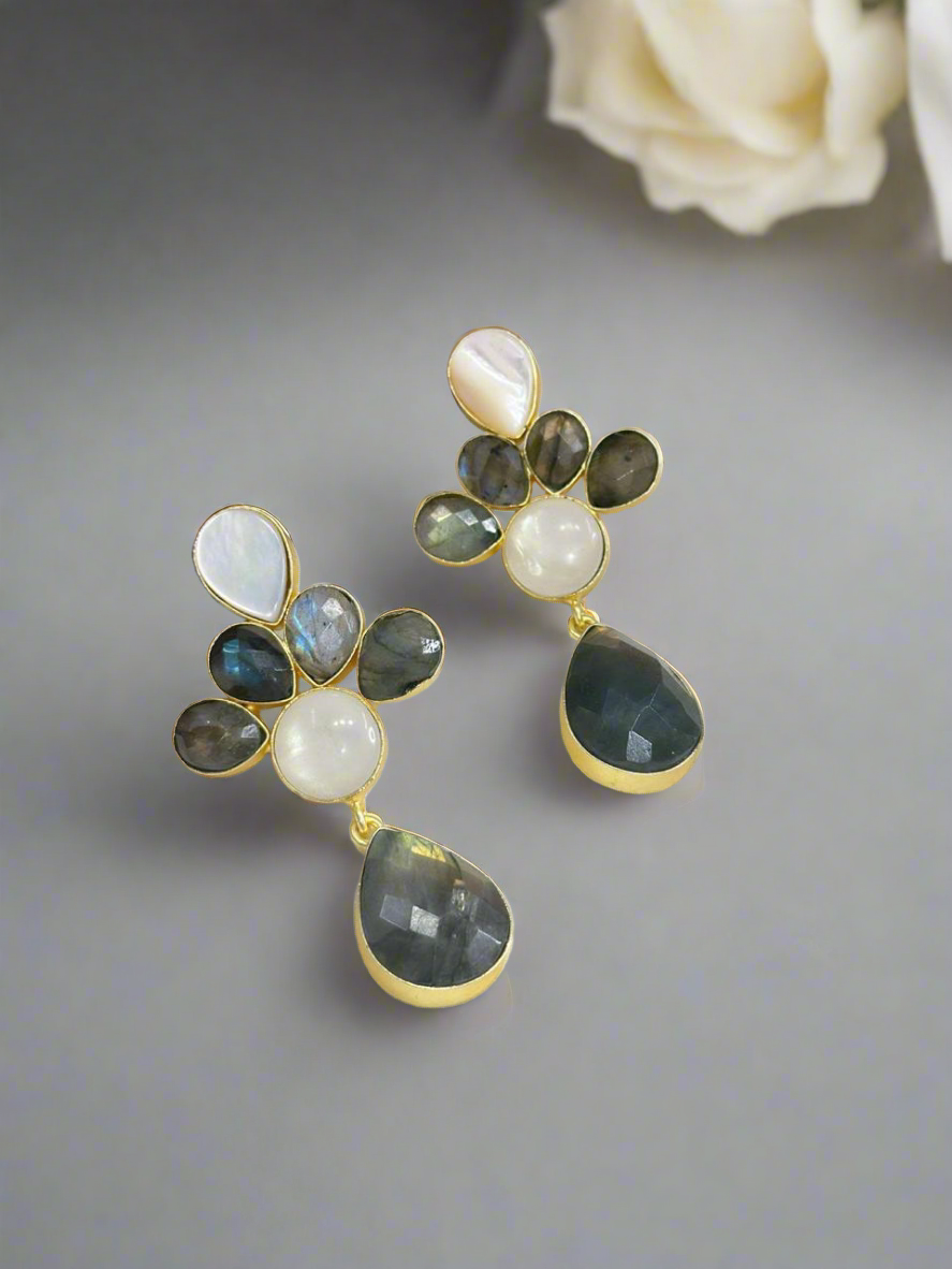 Labradorite and Mother of pearl earrings