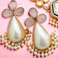 Pink Quartz and Pearl Earrings